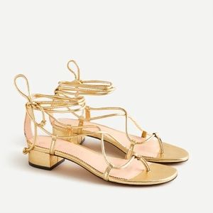 J.Crew Metallic Leather Low Heel lace up Sandals